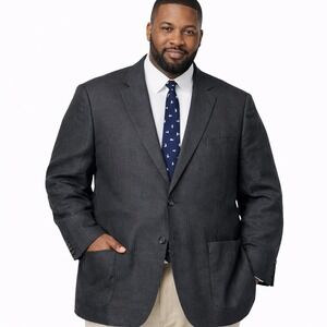 Oak‎ Hill Linen Blend Sport Coat Blazer 4XL Dark Gray 58R 60R New NWOT
